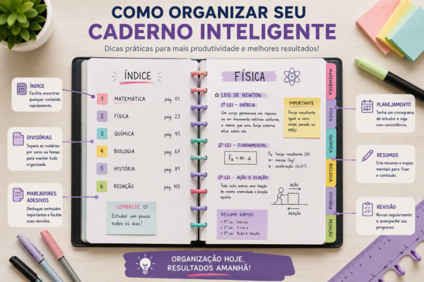 organização no estudos usando cadernos inteligentes