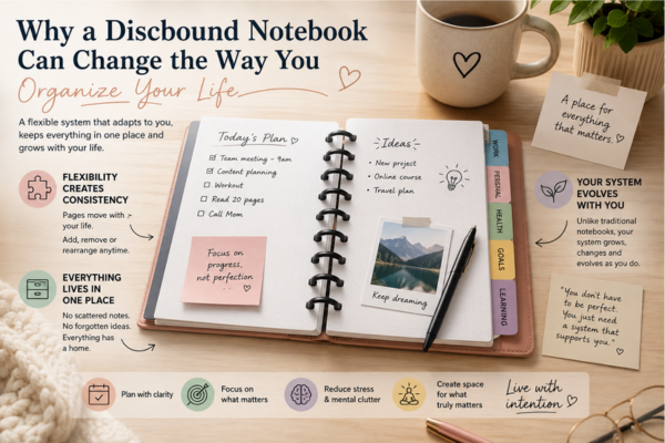 Discover how to stay organized when life feels overwhelming. Learn simple organization habits, productivity strategies, and practical systems to reduce stress, improve focus, and create more clarity in your daily routine. A flexible approach like a discbound notebook system can help you manage tasks, goals, and ideas while adapting to your changing life.